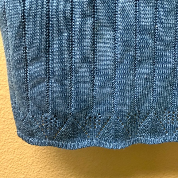 Alfred Dunner Blue Pointelle Knit Sweater Top Medium USA - Picture 4 of 9